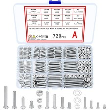 720 Pcs Nuts and Bolts Assortment Kit, M3 M4 M5 Stainless Steel