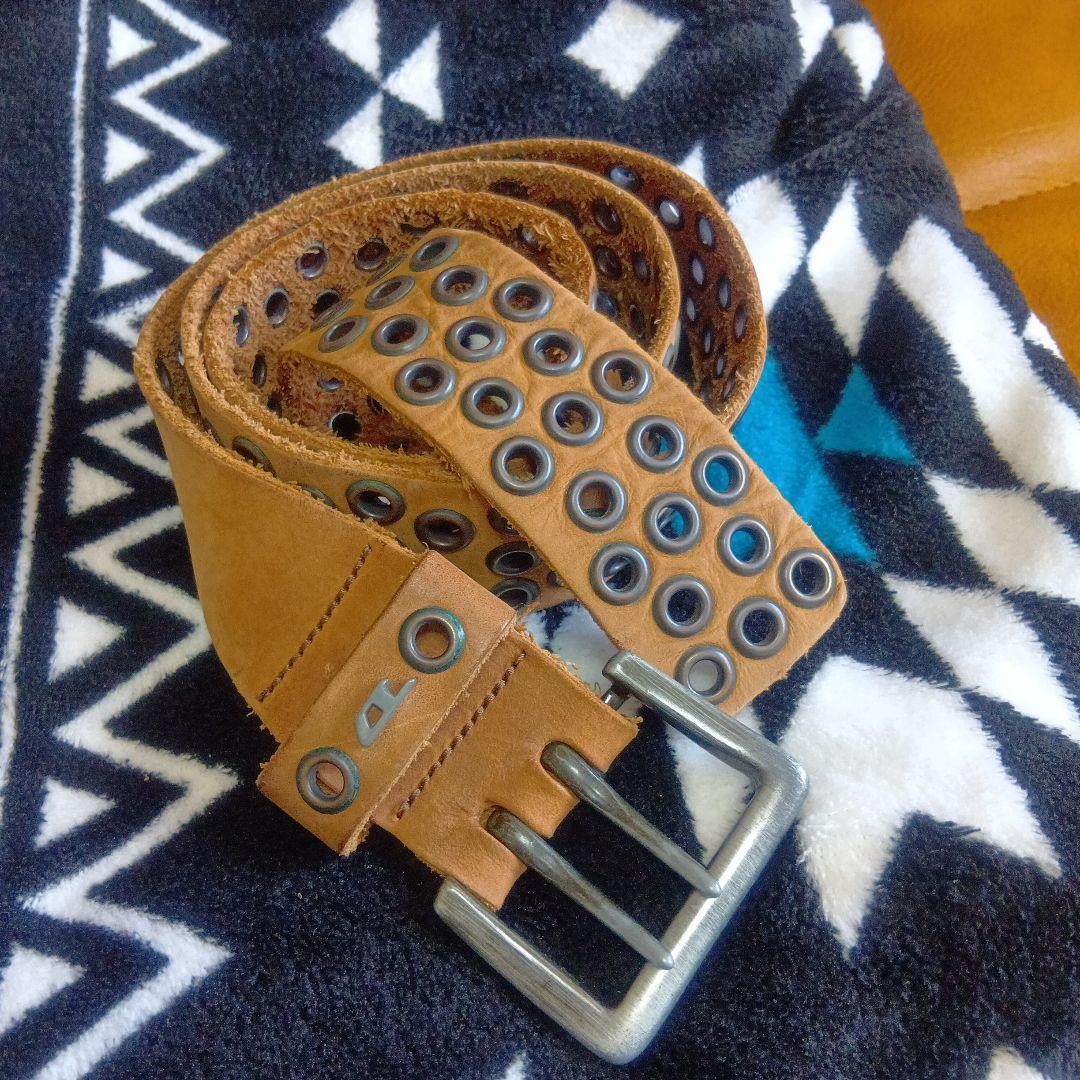 小物 archive diesel leather studs belt y2k Rare Vintage Diesel Men Archive Lather Metal Studded Belt