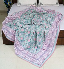 Handmade Cotton Quilt, King Queen Twin Size Blanket Throw Bedding