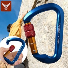 30KN Aluminum Locking Carabiner Clips D Shape Rock Climbing Spring Snap Hooks