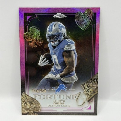 JAHMYR GIBBS 2025 Topps Chrome Football FORTUNE SP Insert Pink Refractor /250