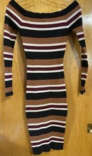 PINK BLUSH, Women's M, Striped Off Shoulder Bodycon Knit Sweater Dress, NWOT