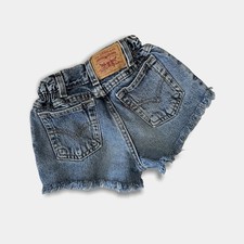 Vintage Levi's Cinched Waist Cut Off Blue Jean Shorts Girls Size 6