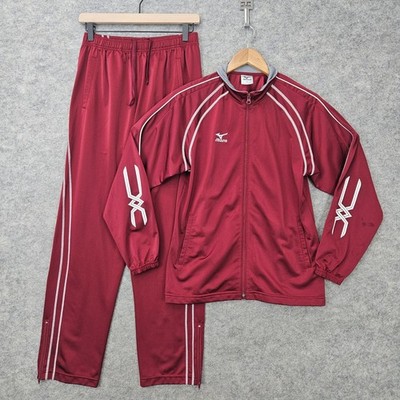 Mizuno Tracksuit Women's Ladies Small Burgundy Full Zip Jacket Pants Logo SPOTS