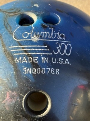 Vintage Columbia 300 Bowling Ball Blue Pink Color Black Swirl 8