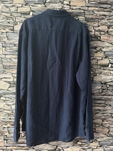 Camisa Charles Tyrwhitt 100% Lino Ajustada Manga Larga Azul Marino Talla Grande NUEVA Otra - Imagen 5 de 7
