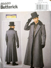 Overcoat Lined Coat Pleats History Mens Size 38-44 Butterick 6609 Sewing Pattern
