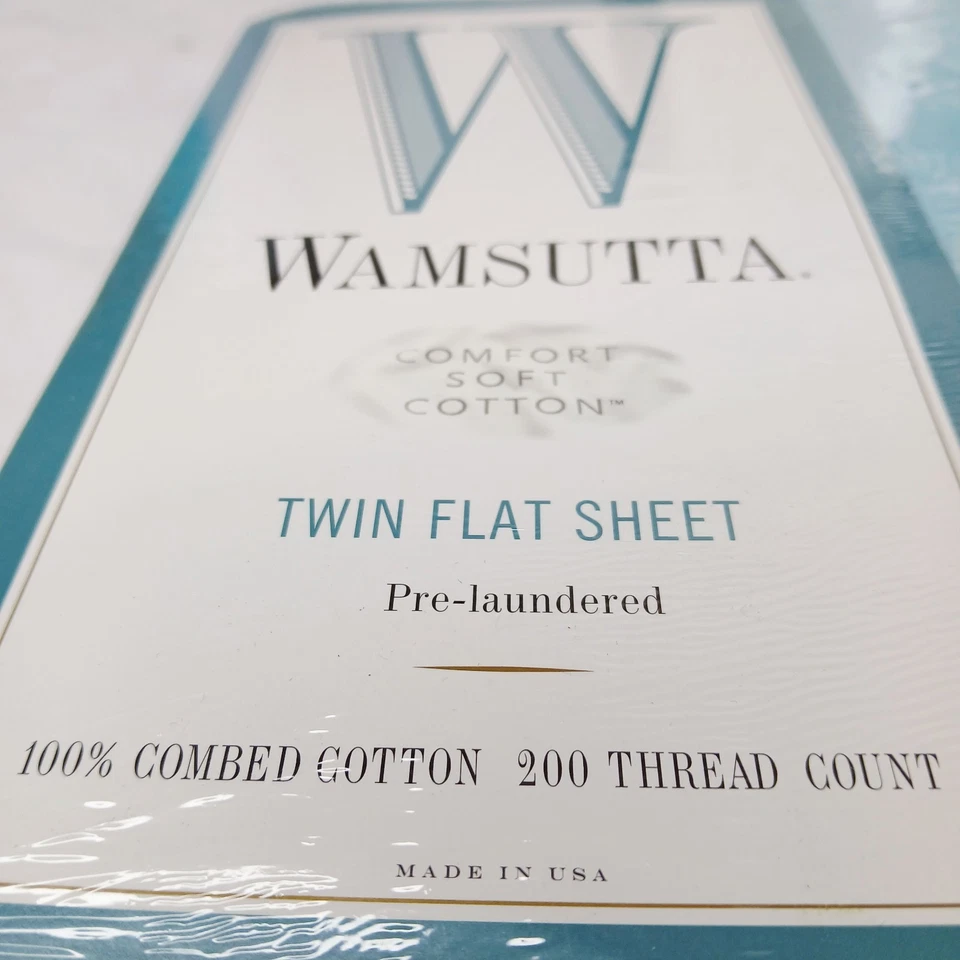 Wamsutta Twin Flat & Fitted Twin Sheet Set 100% Combed Cotton 200 Thread - Image 2 of 4