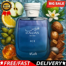 Rasasi Hawas Ice for Men Eau de Parfum Spray 3.4 Oz/100 ml -BRAND NEW SEALED