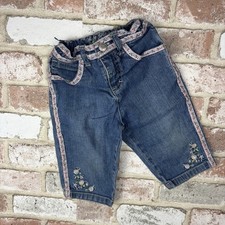 Baby Guess Babygirl Jeans Vintage Y2K Pink Ruffle Embroidered 24 Months Denim