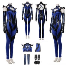 MK 11 Kitana Cosplay Costume Full Set Size Small Jumpsuit Top Pants Uniform Blue