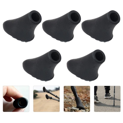Kit 8 Embouts Caoutchouc Pour Bâtons Randonnée – 4 Rondelles Anti-Boue + 4 Rondelles Neige – Noir