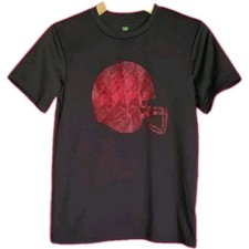 Tek Gear Dri-Fit Athletic Boys Shirt Sz L 14/16 Black Red Graphic Football Print