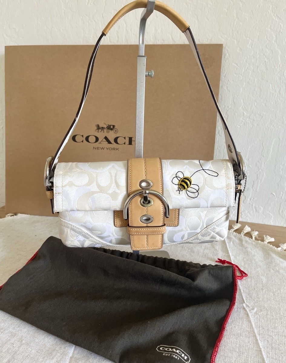 Coach Optic Silver Bumble Bee Soho Flap Shoulder Bag Limited