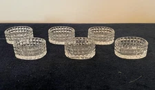 Antique Cut Glass Oval Open Salt Cellars/ Salt Dips - Set of 6