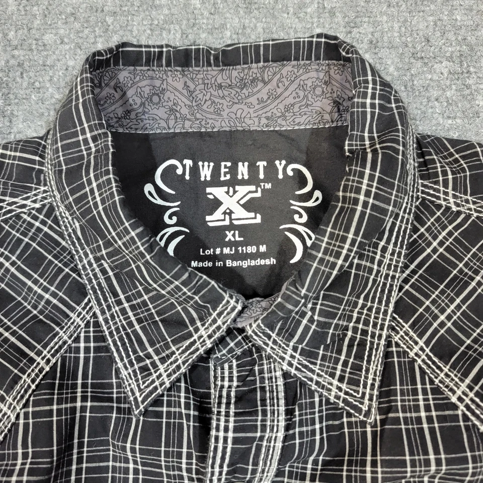 Camisa Western Wrangler Hombres XL 20X Competición Perla A Presión Manga Larga Negra Foto 2 de 4