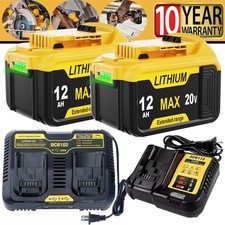 20V Battery or Charger for DeWalt 20 Volt Max 12.0/8.0AH Lithium DCB206 DCB210-2