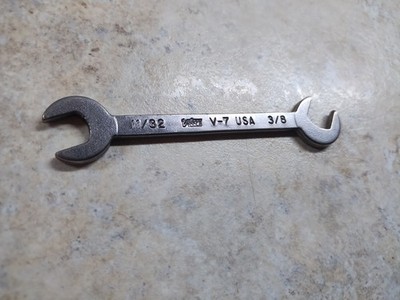 Vintage VIM USA V-7 3/8 In X 11/32 In SAE Open End Ignition Wrench Midget Rare 