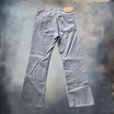 Vintage 70s Levi's 517 Gray Flared Corduroy Pants 31x30 1970s White Tab Talon 42