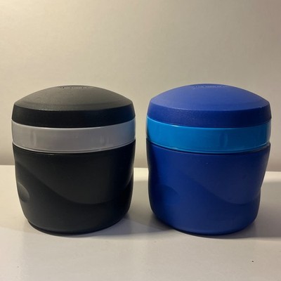 Thermos Plastic Cold Food Jar Set Black & Blue, Two-Piece Twist Lid