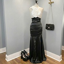 Vintage y2k Prom Dress Satin Ruffle Mermaid Gown Size 3 Early 2000s