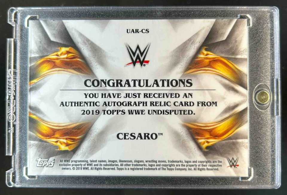 2019 Topps WWE Undisputed Cesaro Relic Patch Auto Green #18/50 - Image 2 of 2
