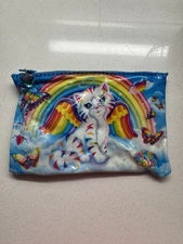 Vintage Lisa Frank Angel Kitty Rare Zipper Pencil Bag 7.5x5"or accessories pouch