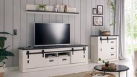 Wohnwand Anbauwand Schrankwand Sherwood W2 Pinie Weiß Anthrazit Mit Soft-Close
