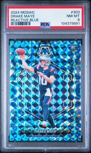2024 PANINI MOSAIC REACTIVE BLUE #303 DRAKE MAYE ROOKIE RC PSA 8