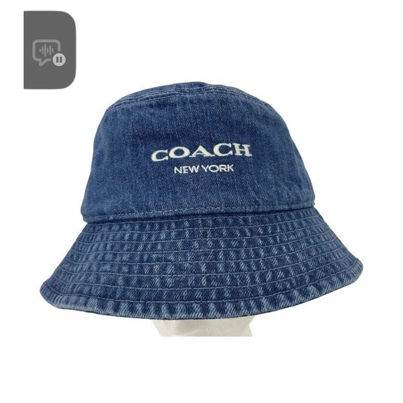 Coach Scribble Bucket Hat Silver White Metallic Logo Print Y2K Sun Hat Size M/L Coach Bucket Hats for Women for sale - eBay main image 4