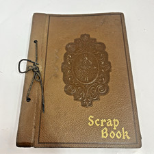 Vintage Brown Embossed Photo Album Scrapbook 8x11 Tied Paper Page Unused