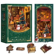 DIY Book Nook Kit, DIY Dollhouse Booknook Bookshelf Insert Decor, 3D Wooden P...
