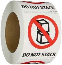Aviditi Tape Logic 3" x 4", Do Not Stack One Size, Red/White/Black 