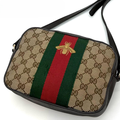 GUCCI Shoulder Bag GG Supreme Bee Animalier Sherry Line Monogram