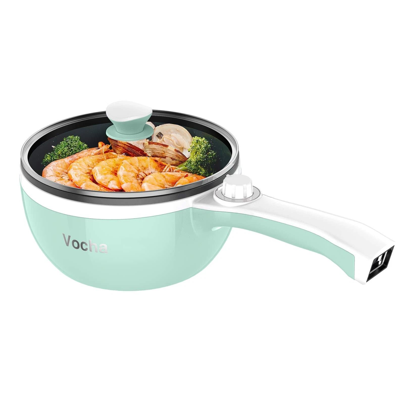 Vocha Electric Hot Pot, 1.5L Mini Portable Pan 1.5 Litres, Green