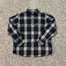 Vintage Carhartt Men's Relaxed Fit Shirt Blue Plaid Long Sleeve Size XL