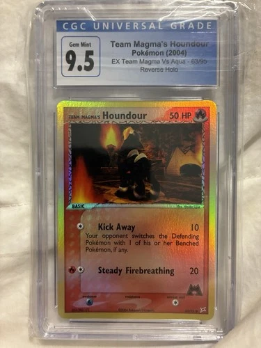 CGC 9.5 Team Magma's Houndour EX Vs Aqua 35/95 Reverse Holo Pokemon Card