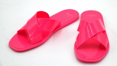 Cabana by Crown & Ivy Women's Tahiti Jelly Crossband Slide Sandals Size 7 Pink