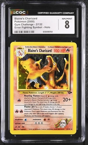 BLAINE'S CHARIZARD Gym Challenge Holo Rare #2 *ERROR* CGC 8 Vintage Pokemon