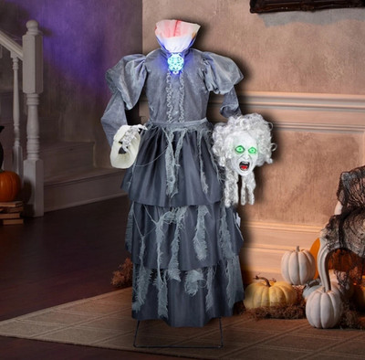 Halloween 5'Ft Headless Zombie Animatronic LED Maiden Beatrice Zombie Prop NEW