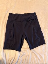 Mondetta 8" bike shorts with pockets, black, size large, high rise