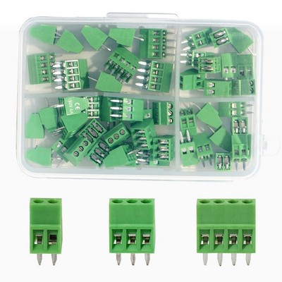 50PCS PCB Screw Terminal Block 2P 3P 4P 2.54mm Connector 150V 6A Set
