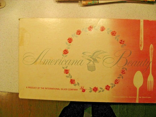 Vtg International Silver Company American Beauty Rose 56 pc Stainless Set in Box - Picture 3 of 9