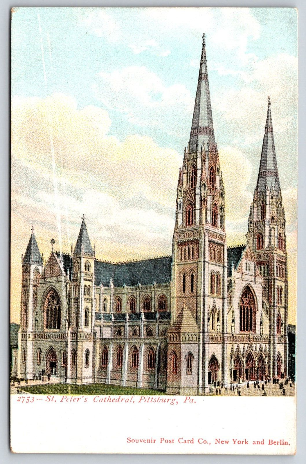 Original Old Vintage Outdoor Postcard St. Peter's Cathedral Pittsburg, PA USA