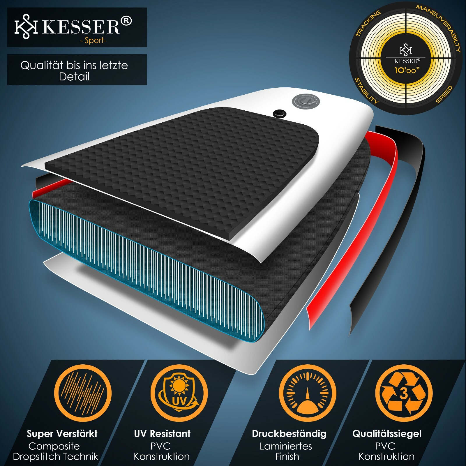 Details zu KESSER® SUP Board Set Stand Up Paddle aufblasbar Surfboard Paddling ISUP NEU Versandhandel