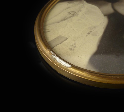 Marco de fotos ovalado Art Nouveau madera relieve de rosas yeso para colgar 1900/1920 - Imagen 6 de 8