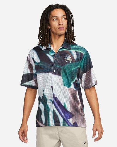 Nike Dri FIT Resort Mens Size Medium Barely Green Hawaiian Mesh Shirt DQ3476 394 - Picture 5 of 5