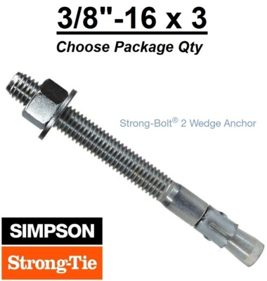 #ad 3 8quot; 16 x 3quot; Simpson Strong Bolt 2 II Concrete Wedge Anchor STB2 37300 $47.40