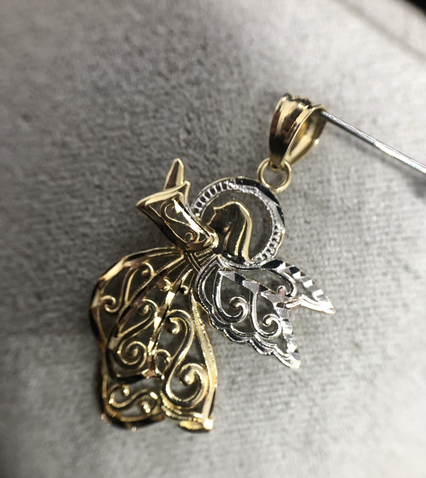 14k Yellow Gold Gabriel Angel Jesus Accented Filigree… Gem