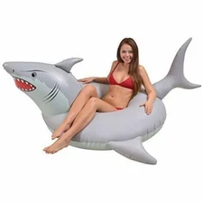 GoFloats 'Great White Bite' Inflatable Shark Tube NIB 4 feet Pool Lake Float